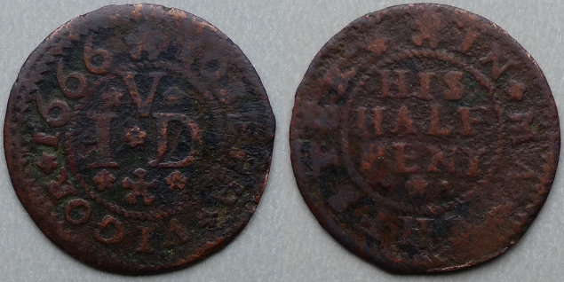Manchester, Joseph Vigor 1666 halfpenny Manchester, Joseph Vigor 1666 halfpenny